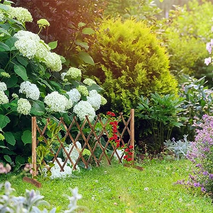 Relaxdays Rankgitter Holz, ausziehbar bis 185 cm, Rankhilfe Kletterpflanzen, Scherengitter freistehend, Garten, Natur – Bild 2