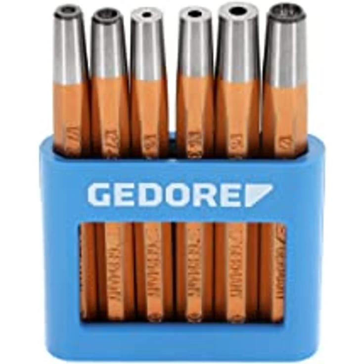 GEDORE Nietzieher und -kopfsetzer-Satz, 6-teiliges Set, gehärtet für Schlagwerkzeuge, im PVC-Halter, 125 B – Bild 1
