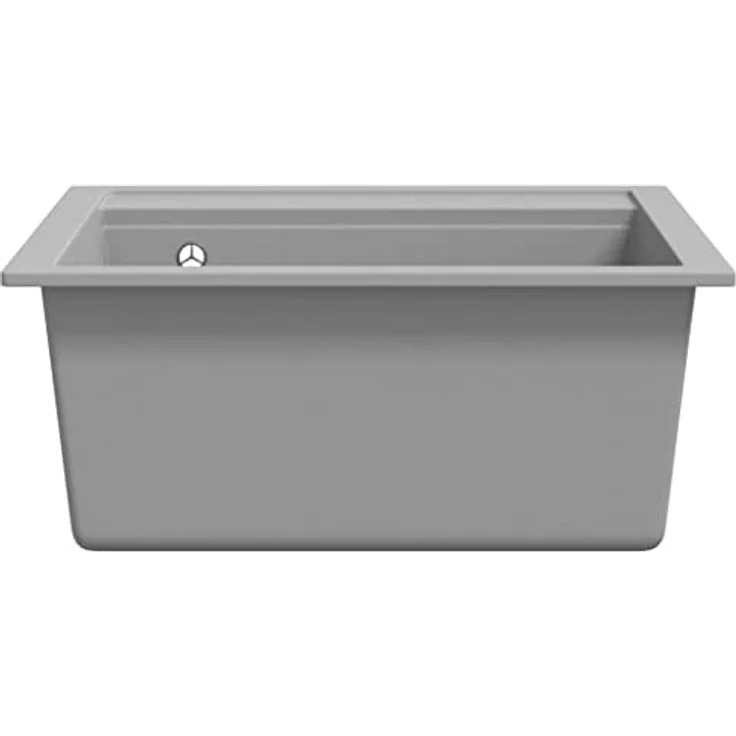 vidaXL Granitspüle Einzelbecken Grau, Küchenspüle mit extra tiefem Becken und hitzebeständigem Design – Bild 4