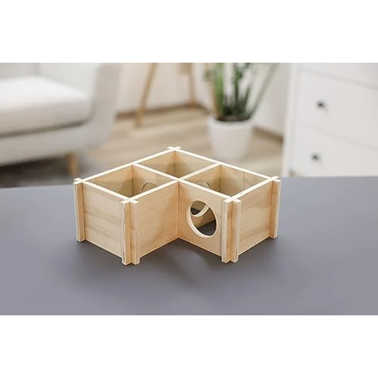 Kerbl Pet Hamsterhaus Natural, 3 Kammern 24 x 24 x 11 cm – Bild 2