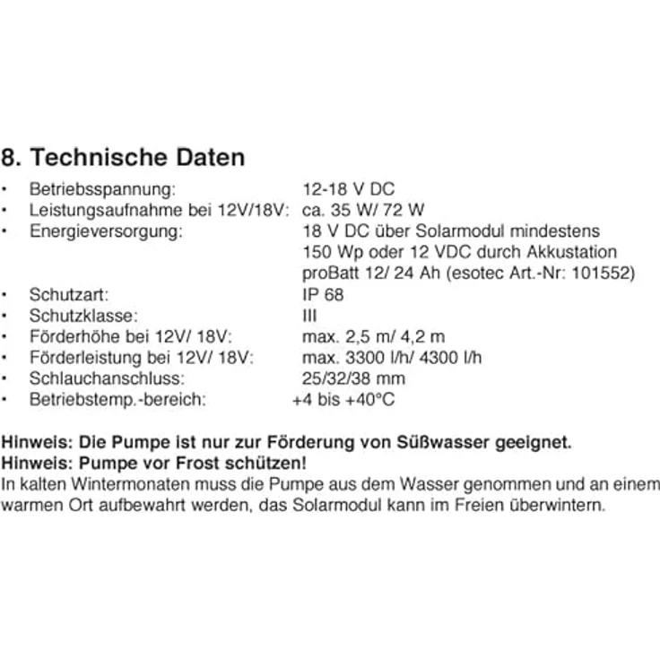 Esotec Teichpumpe Solar 3300/4300, hochwertige Tauchpumpe mit Trockenlaufschutz und Kugelgelenkanschluss – Bild 6