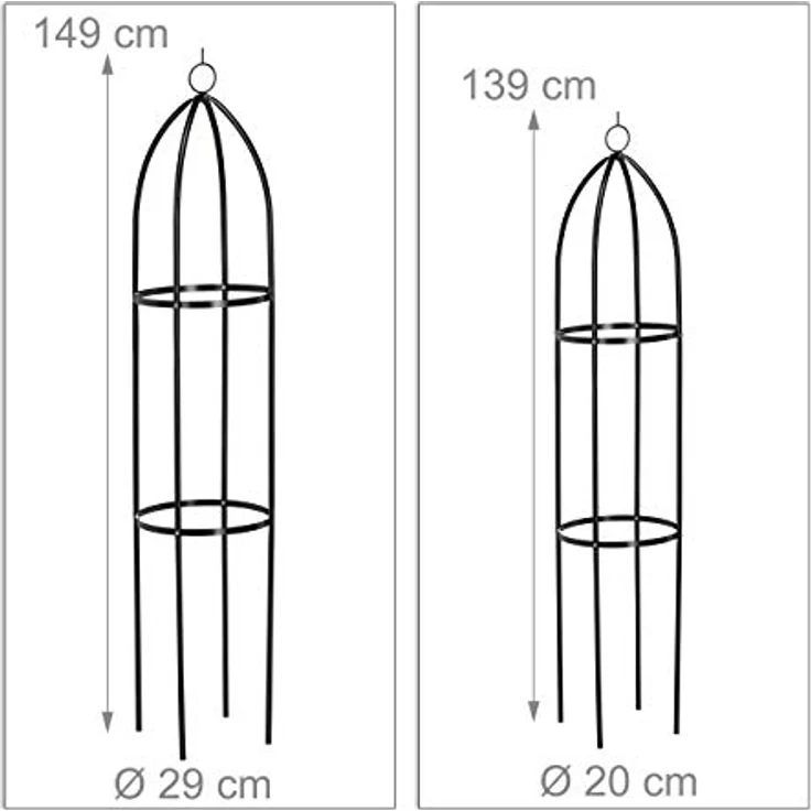 Relaxdays Rankturm 2er Set, freistehend, Rankhilfe für Rosen, Kletterpflanzen, wetterfest, H: 139 cm & 149 cm, schwarz – Bild 4