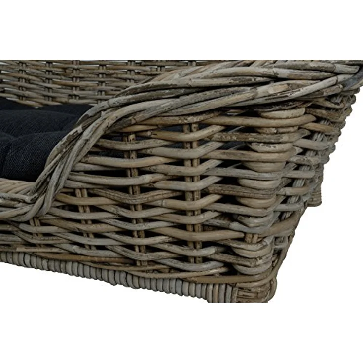 Korb-Outlet Rattan Hundekorb geflochten Hundebett Rattan Grau Korb Hund Hundecouch hoch mit Kissen (Naturmaterial Grau) - Preisvergleich – Bild 5