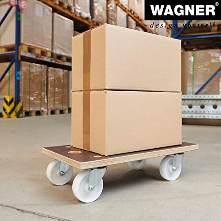 Wagner Transportwagen, Transportroller aus Filmsiebdruckplatte, Tragfähigkeit 500 kg, rutschfeste MaxiGRIP-Beschichtung, FSC-zertifiziert, Maße 575 x 300 x 150 mm – Bild 6