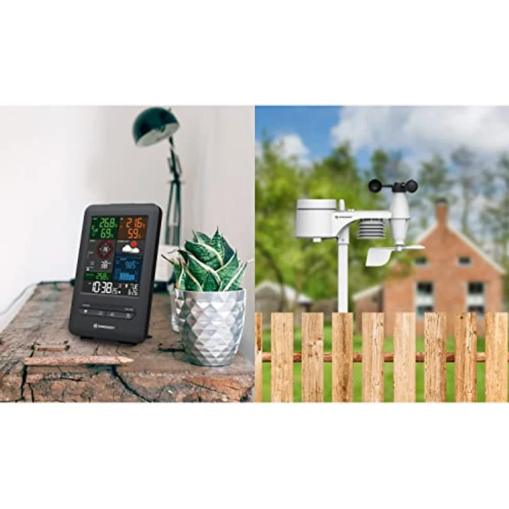 Bresser 7002525 Wetterstation Funk mit Außensensor 5-in-1 Beaufort mit großem Farbdisplay, Sensor für Temperatur, Luftfeuchtigkeit, Luftdruck, Windrichtung und Regenmesser, Schwarz, Einzigartig – Bild 5