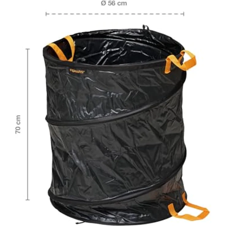 Fiskars Großer PopUp-Gartensack mit Griffen, Fassungsvermögen: 172 Liter, Schwarz-Orange, Solid, 1015647 – Bild 2