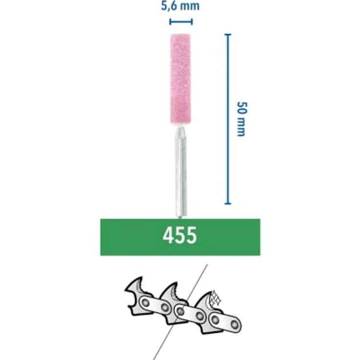 Dremel 455 Kettensägen-Schärfschleifstein Zubehörsatz (für Multifunktionswerkzeug mit 3 Schleifsteinen 5,6mm zum schnellen und einfach Schärfen von Kettensägen) – Bild 2
