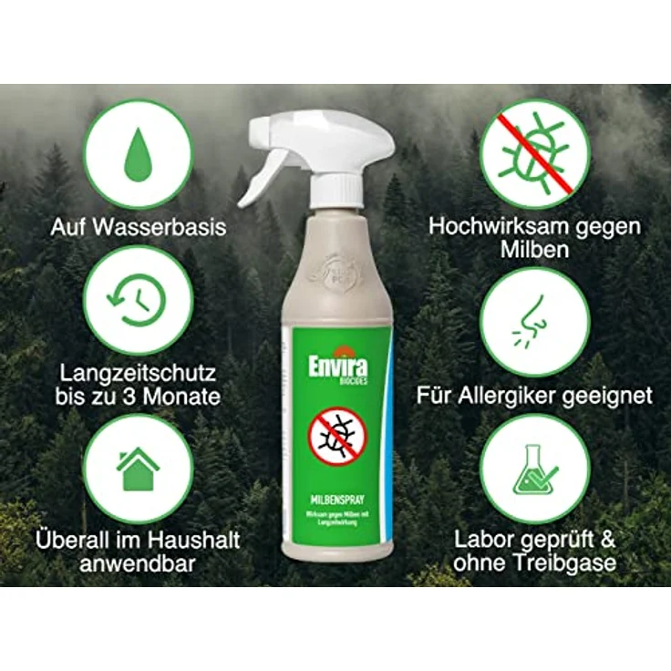 Envira Anti Milben-Spray 500 ml + 2 Liter - Mittel gegen Milben, Hausstaubmilben - Milbenabwehr für Matratzen, Textilien & Polster mit Langzeitwirkung - Geruchlos – Bild 5