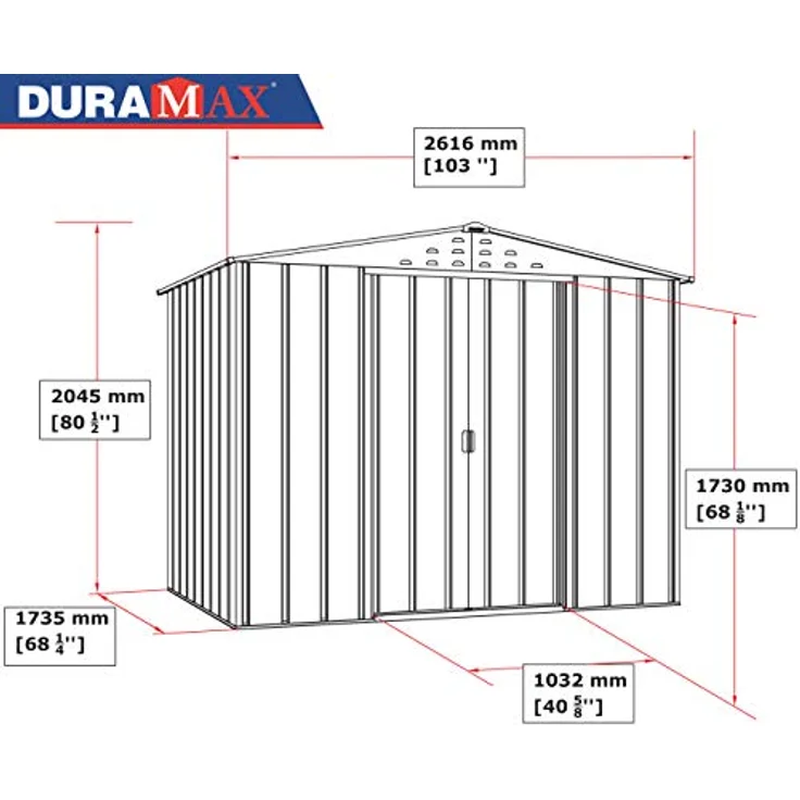 Duramax TOP 8 x 6 (4.37 m²) Metall gerätehaus, hergestellt aus verzinktem Stahl, verstärkte Dachkonstruktion, wartungsfreies und witterungsbeständiges Metallgerätehaus, Geräteschuppen, Anthrazit – Bild 5