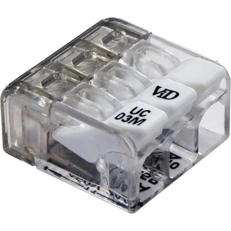 ViD UC03M Mini-Hebelklemme, 3-polig für 0,2-2,5 mm², VDE-zertifiziert, 100 Stück