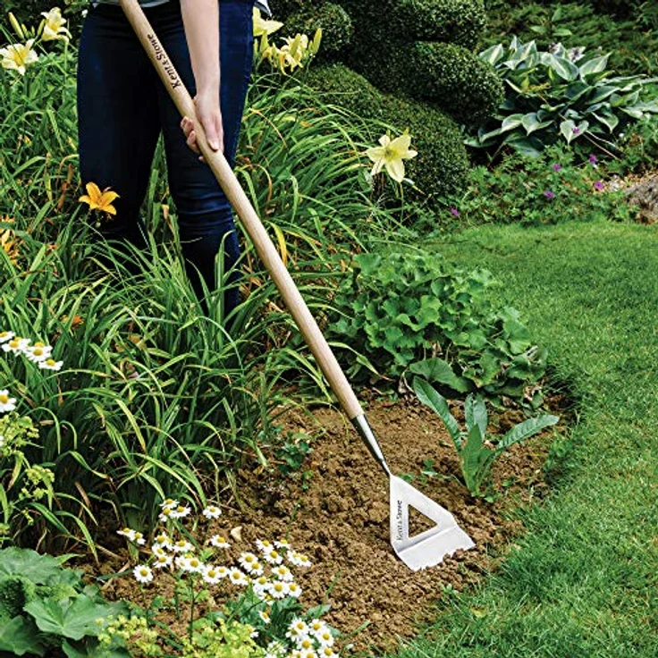 Kent & Stowe Holländische Hacke – Gartenhacke aus Edelstahl, zum Schub- und Zug-Jäten, Unkrautjäter mit Stiel aus Eschenholz, Länge: 160 cm – Bild 4