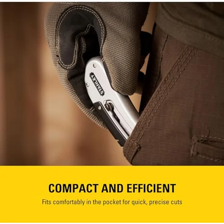 Stanley Quickslide Sportmesser, ergonomischer Metallkorpus, werkzeugloser Klingenwechsel, Gürtelklemme, 0-10-810 – Bild 3