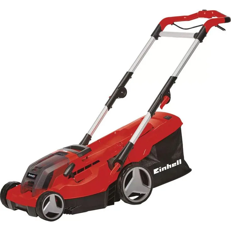 Einhell GE-CM 36/37 Li, Akku-Rasenmäher mit 36 Volt, 2x4,0 Ah Akkus, inkl. Ladegerät, rot/schwarz