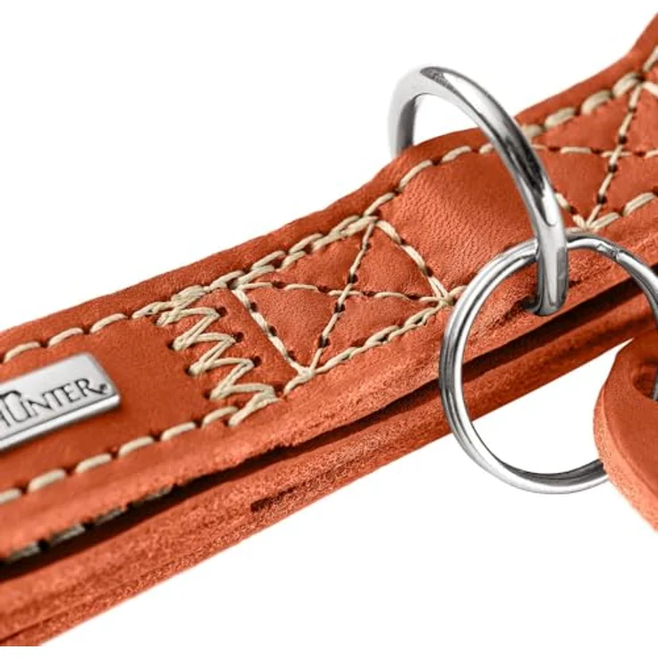 HUNTER Hundehalsung Aalborg ALU-Strong, Cognac, weiches Leder, Aluminium-Klickverschluss, stufenlos verstellbar, Made in Germany, Größe M – Bild 2