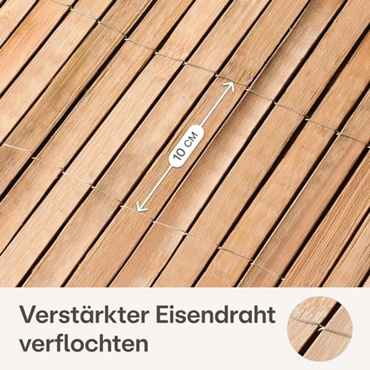 Praknu Bambus Balkon Sichtschutz, FSC® Zertifizierter Sichtschutz aus natürlichem Bambus, vielseitig einsetzbar für Innen- und Außenbereich, 90 x 300 cm – Bild 4