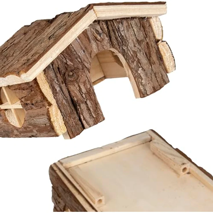 Flamingo KELDRY Holz Haus für Kleintiere, 25,5x22x20CM aus Rindenholz – Bild 3