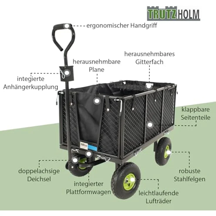 TrutzHolm® Gitter Bollerwagen Handwagen Gartenwagen Transportwagen 550 kg – Bild 5