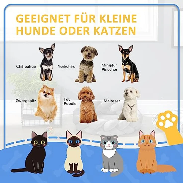 Pawhut Katzenbett waschbar, Hundebett, Hundekissen, Haustierbett, Katzenschlafplatz, Tiermatte, Hundesofa, Donut Kissen für kleine Hunde und Kätzchen, Samt, Ø60 x 18 cm, Grau – Bild 4