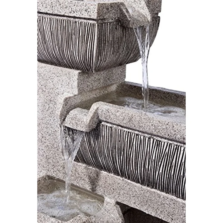 dobar Großer Design Garten-Brunnen mit Pumpe und LED´s, Polyresin, grau (steingrau), 38.7 x 32.3 x 80.3 cm, 96130e – Bild 4
