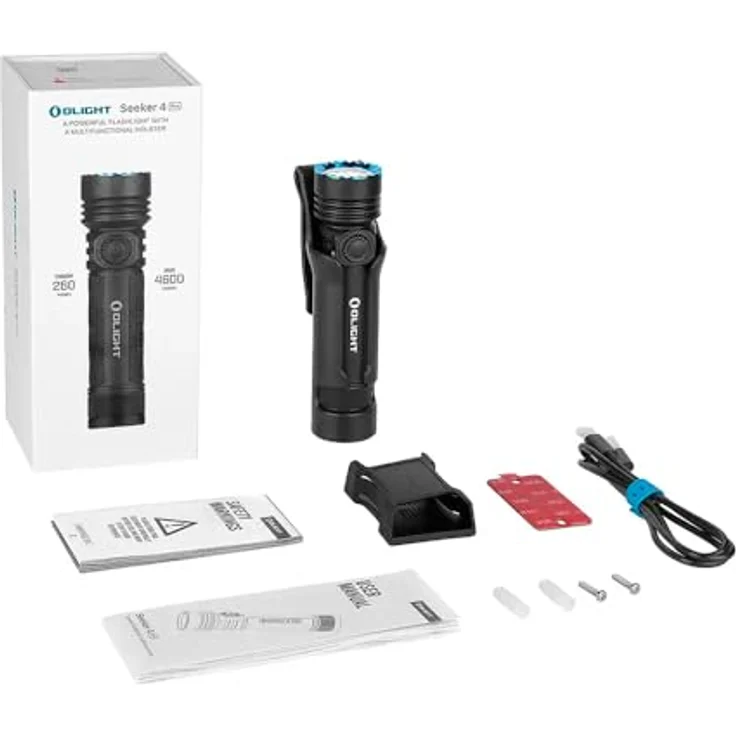 OLIGHT Seeker 4 Pro LED-Taschenlampe, 4600 Lumen, 260 m Reichweite, wasserdicht, Orange CW – Bild 3