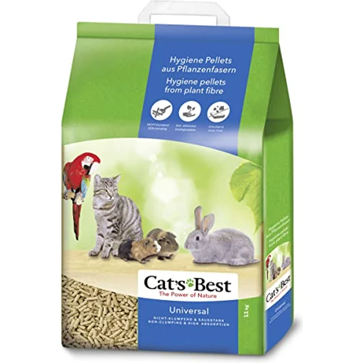 Cat's Best Universal, 100 % pflanzliche Kleintierstreu, nicht klumpende Pellets aus Pflanzenfasern – für Katzen und andere Kleintierrassen, 11 kg/20 l – Bild 1