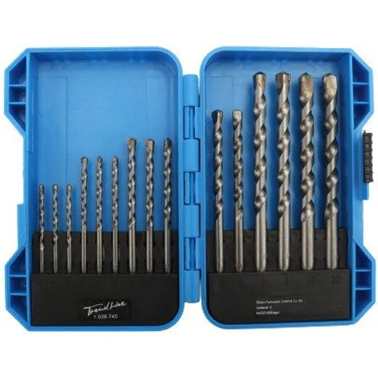 Trend Line Bohrer-Set für Stein 15-teilig, hochwertige Hartmetall Bohrer für Mauerwerk, Beton, Marmor in praktischer Sortimentsbox