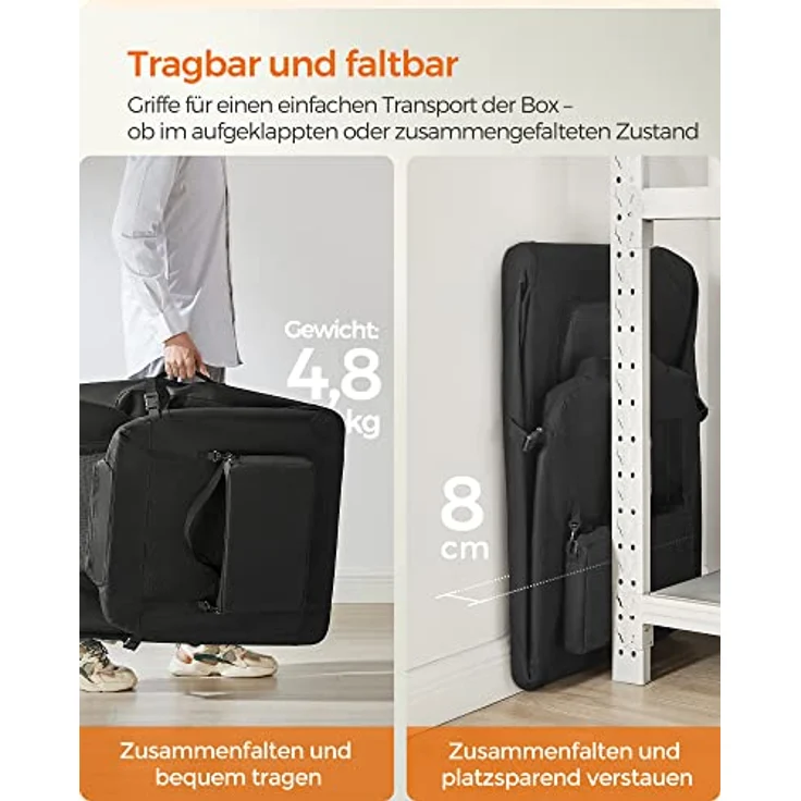 Feandrea Hundebox faltbar, Transportbox Hund, XXL, atmungsaktiv tragbar, schwarz – Bild 3