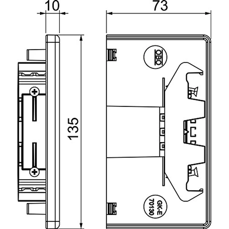 OBO obo-bettermann – Deckel GKH-E70130RW, 70 x 130 mm, reinweiß, PC/ABS, IP30, schlagfest IK08 – Bild 2