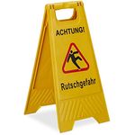 Relaxdays Achtung Rutschgefahr Aufsteller, klappbar, gelb, 1 Stück