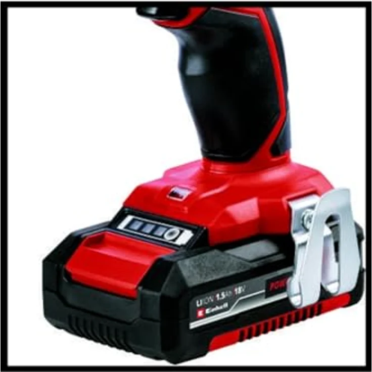 Einhell Akku Schlagbohrschrauber TE-CD 18-2 Li-i Set (18 V,Li-Ion,13 mm Bohrfutter,Leerlaufdrehzahl 0-1250 min-1,Inkl. 2x1,5 Ah Akkus,Schnellladegerät und Aufbewahrungstasche) – Bild 4