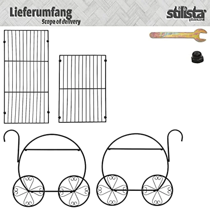 STILISTA Pflanzenregal aus Metall für Indoor und Outdoor, Dekoregal, Pflanzenständer verschiedenen Modelle, Wagen rund – Bild 3