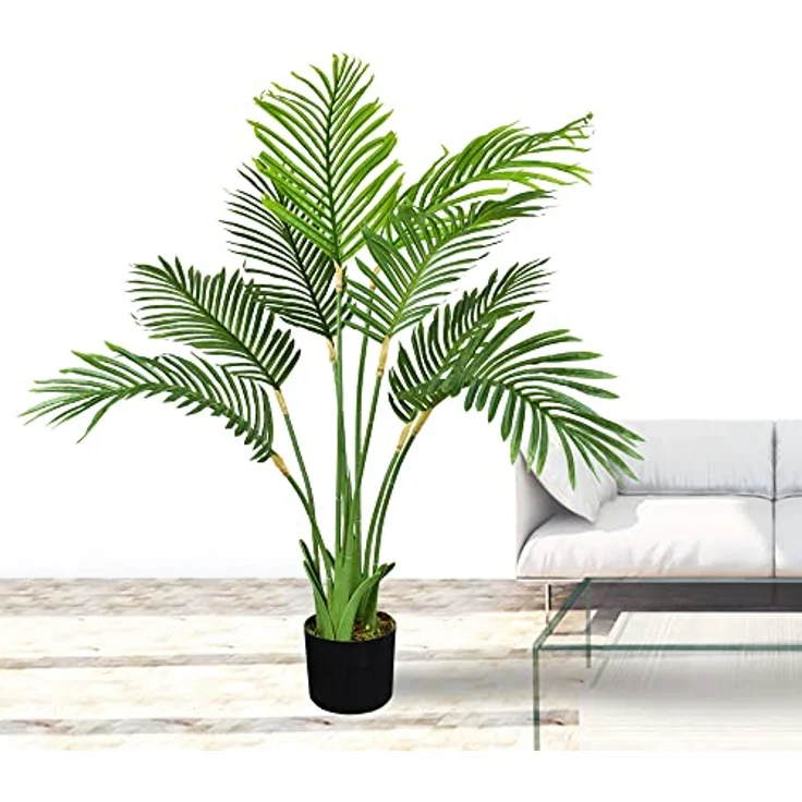 Decovego Arekapalme, Künstliche Palme 100 cm hoch, Kunstpflanze für Innen- und Außenbereiche, hochwertige Kunststoff-Deko – Bild 5