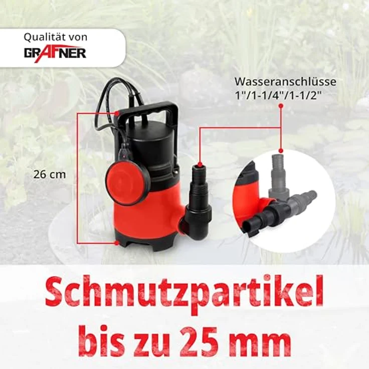 GRAFner Schmutzwassertauchpumpe 400 Watt 8000 l/h Schmutzwasserpumpe Tauchmotorpumpe – Bild 4