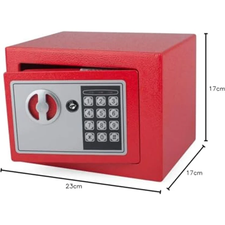 pavo Tresor rot, sicherer Aufbewahrungstresor 23,0 x 17,0 x 17,0 cm – Bild 2