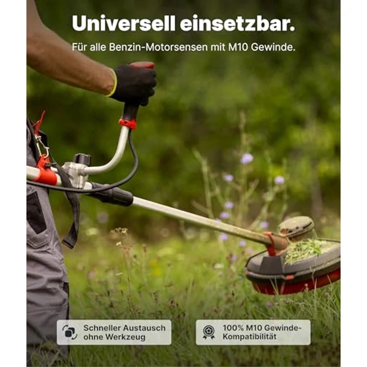 NEMAXX Fadenspule FS1 Tap & Go, Doppelfaden Trimmerkopf für Motorsense, 380 mm Schnittkreis, drehzahlfest bis 10.500 U/min, bruchsicher, orange – Bild 4