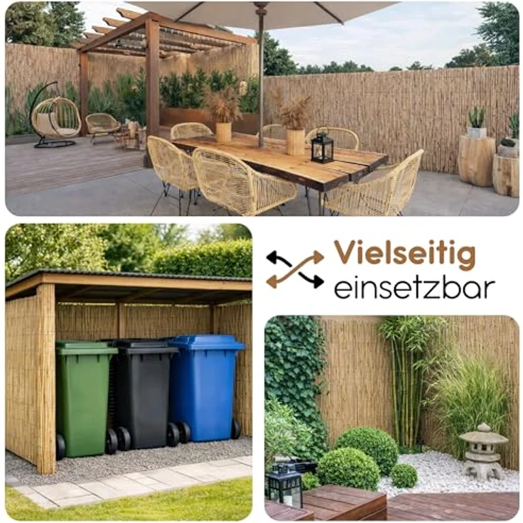 BooGardi Schilfmatte 200x600 cm, wetterfester Balkonsichtschutz für Garten, Terrasse und Zaun, 200 cm hoch, in 12 Größen erhältlich – Bild 3