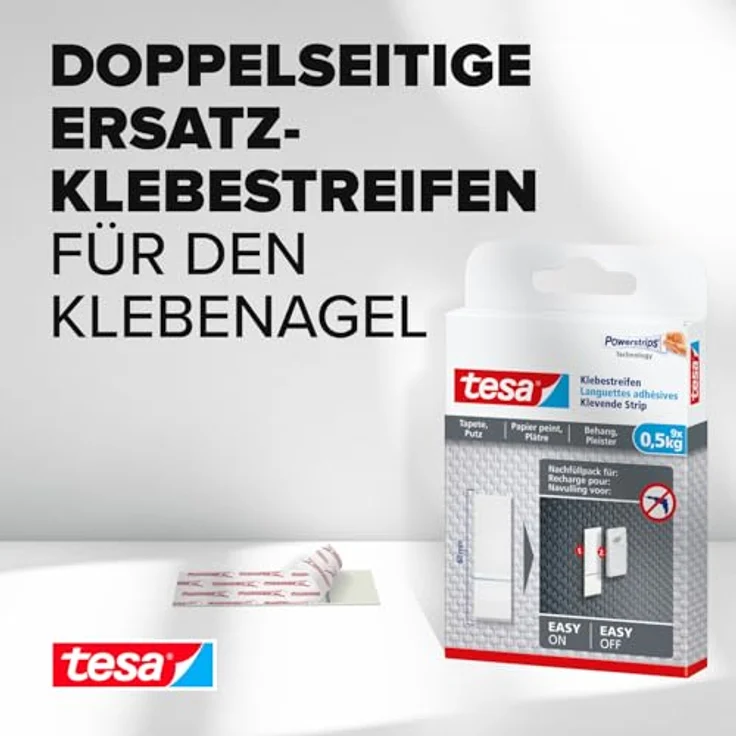 tesa Klebestreifen zum Befestigen auf Tapete & Putz, 0,5 kg Halteleistung – Bild 2