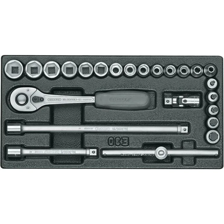 Gedore 1500 E-30 l ES-Modul leer, System-Koffer aus schlagfestem ABS-Kunststoff, öl- und säurebeständig, Maße: 157,5 x 310 x 42 mm