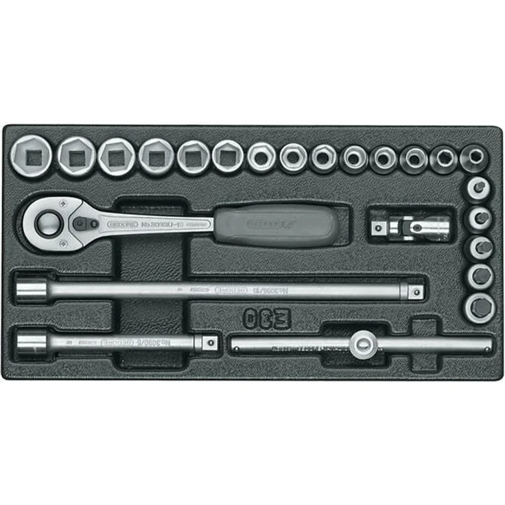 Gedore 1500 E-30 l ES-Modul leer, System-Koffer aus schlagfestem ABS-Kunststoff, öl- und säurebeständig, Maße: 157,5 x 310 x 42 mm