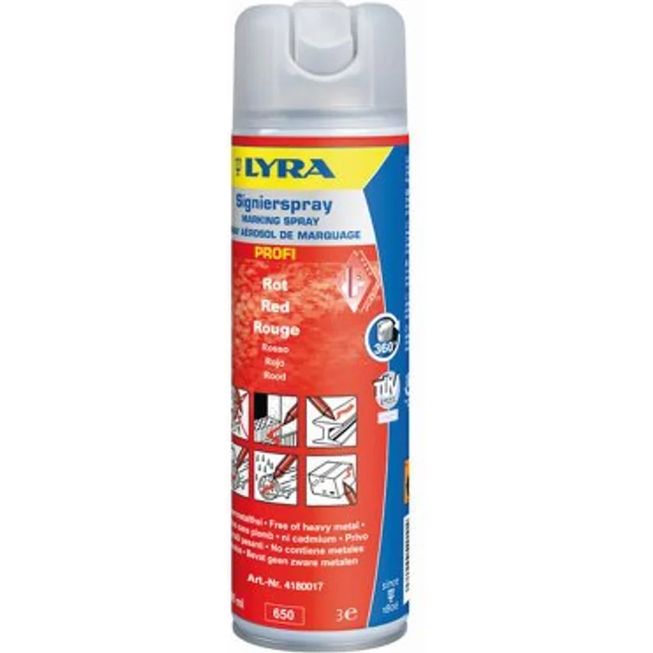 LYRA Sprühfarbe Signierspray, lösungsmittelhaltig, hohe Deckkraft, extrem kurze Trockenzeit, rot, 500 ml – Bild 2