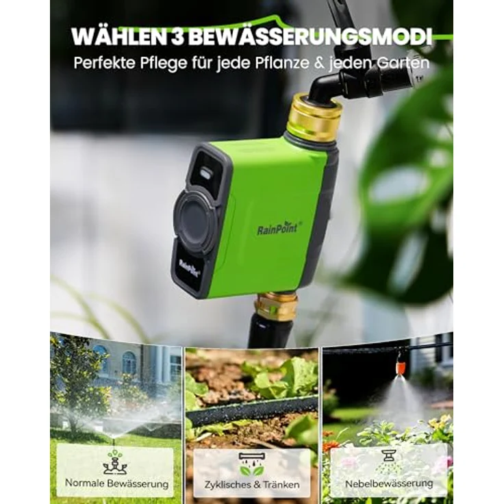 RAINPOINT Bewässerungscomputer WLAN, Smart Steuerung mit Messing Einlass/Auslass, Wetterbasiert, 6 individuelle Zeitpläne, APP/Sprachsteuerung – Bild 4