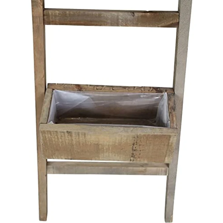 Pflanzleiter Rustikal aus recyceltem Holz, 110 cm hoch, mit 2 Pflanzkästen, Balkon & Gartendeko für Draußen, Blumenkasten, Hochbeet – Bild 5