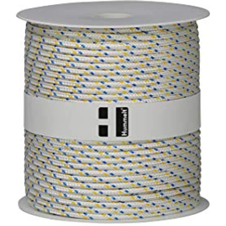 Hummelt® SilverLine-Rope Schot Seil Polyesterseil 6mm 50m weiß/blau/gelb auf Rolle