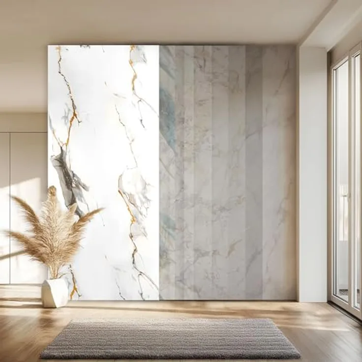 HEXIM Marmorplatten Optik 280x122 cm SPC Kunststoff, feuchtraumgeeignet, Granit Steinoptik für Duschrückwand und Küchenrückwand (3,42 m², Modell 8077, A-Serie)