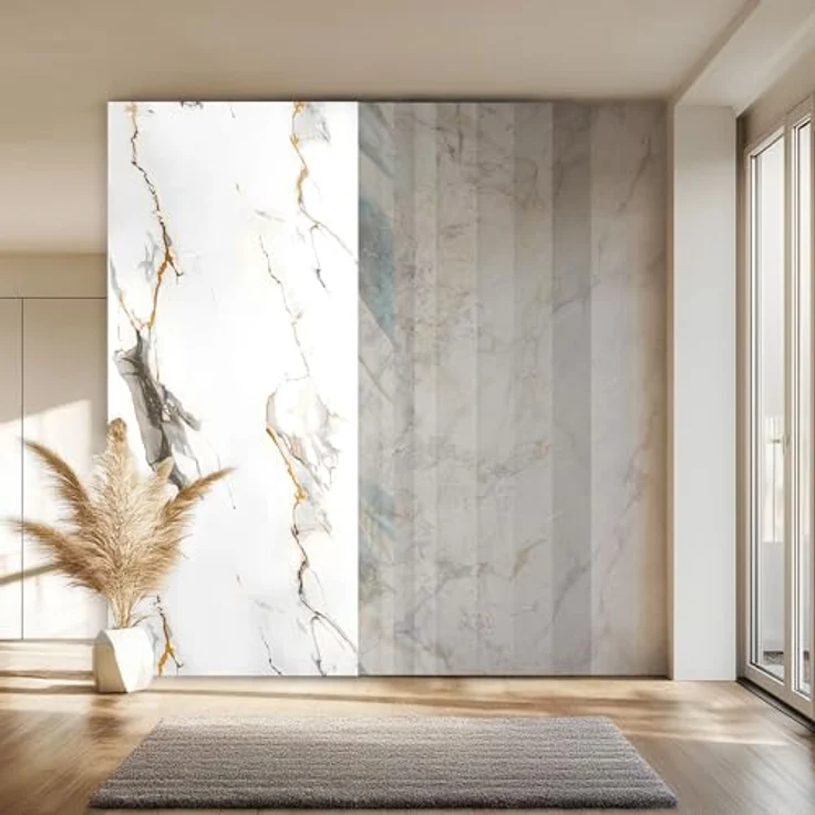 HEXIM Marmorplatten Optik 280x122 cm SPC Kunststoff, feuchtraumgeeignet, Granit Steinoptik für Duschrückwand und Küchenrückwand (3,42 m², Modell 8077, A-Serie) – Bild 1