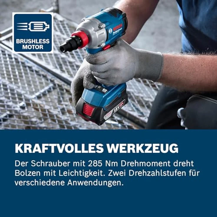 Bosch Professional 18V System Akku-Drehschlagschrauber GDX 18V-285 mit 285 Nm Drehmoment, ohne Adapter benötigt, blau – Bild 3