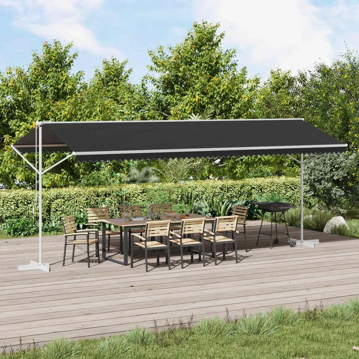 Prolenta Maison Exclusive Freistehende Markise Anthrazit 6 x 3 m, PU-beschichtetes Polyester, verstellbarer Schattenbereich