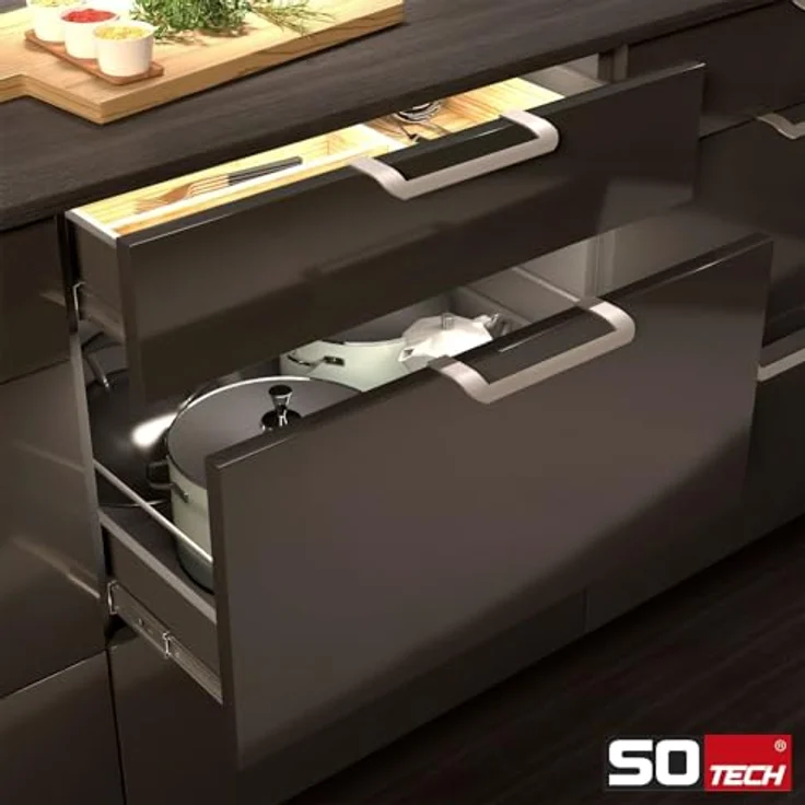 SOTECH Möbelgriff LYS BA 160 mm Edelstahloptik Designgriff 2er Set für Falt- und Schiebetüren – Bild 5