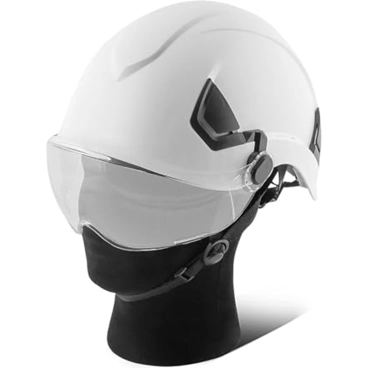 STAHLWERK SVH-100 ST Schutzhelm mit Visier EN397 EN166, Größenverstellbar, inkl. kratzfester Schutzbrille für Bau- und Agrar-Industrie – Bild 1