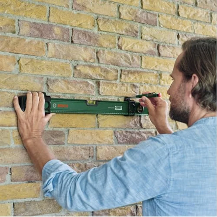 Bosch Wasserwaage 60cm (mit 2 Markierungsschiebern; Horizontale und vertikale fluoreszierende Libellen; Metrische Skala; Aluminiumgehäuse; Softgrip-Stoßdämpfer; V-Nut) – Bild 4